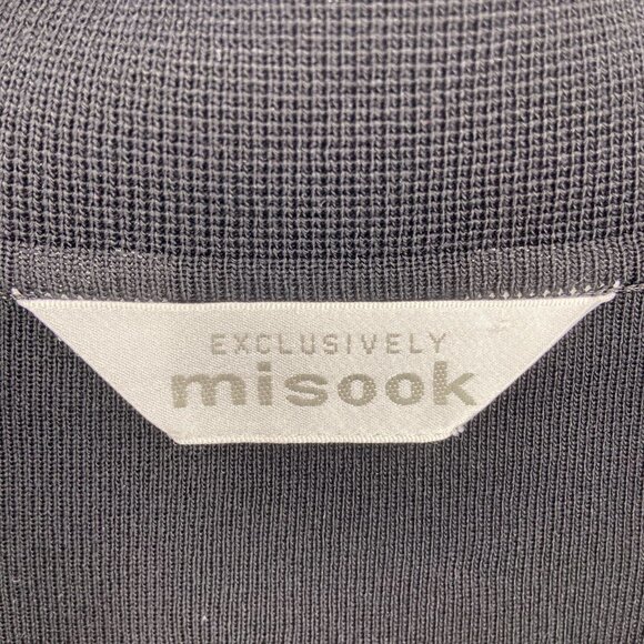 MISOOK Black Ribbed White Stripe Trim Hook & Eye Button Closure Cardigan Sweater - Picture 4 of 4